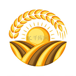 麦穗成熟的田地插图农业徽章麦穗成熟的田地插图