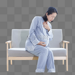孕吐孕妇捂胸口低头呕吐