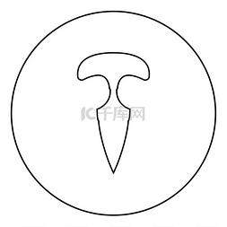 指节刀图标在圆形圆形轮廓黑色矢