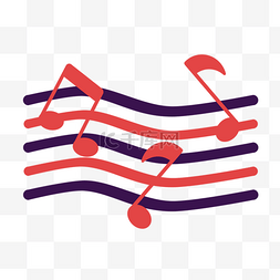 音符装饰条图片_红蓝波纹线条音乐徽标