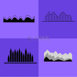 波浪数据图表素材图片_折线图和波浪图集，由四个图标组