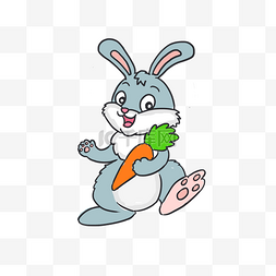 卡通洗手免抠图片_兔子吃萝卜手绘卡通元素