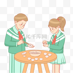 包饺子图片_劳动教育课程实践包饺子