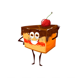 卡通芝士蛋糕图片_有趣的卡通馅饼或蛋糕配樱桃和巧