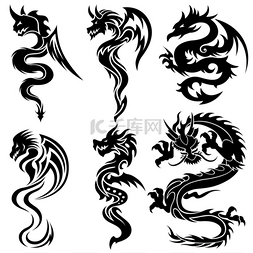 喜鹊中国画图片_中国的龙，部落纹身的集