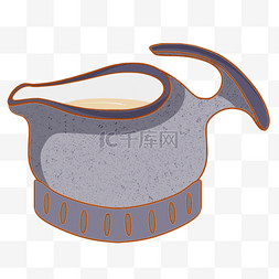 可爱石头卡通图片_灰色石头茶壶日本茶壶和杯子