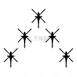 空中军队图标黑色矢量插图图像平