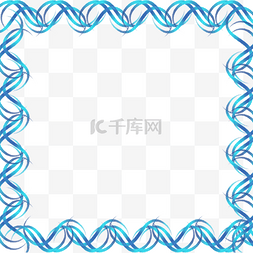 创意圆框图片_几何蓝色抽象波浪线商务边框