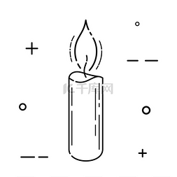 蜡烛火焰图标图片_白色背景上的黑色抽象简单图标蜡