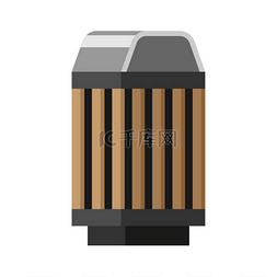 金属垃圾桶图片_木制垃圾桶插图。
