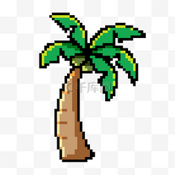 椰子树图片_马赛克像素风椰子树