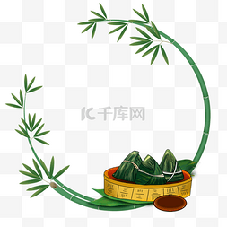 圆形竹子竹叶端午节粽子边框