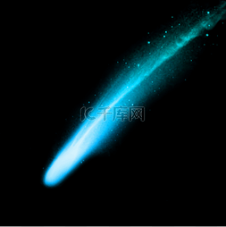 黑色背景上的彗星。矢量