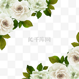 白玫瑰水彩婚礼装饰边框