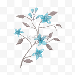 蓝色花丛图片_卡通手绘蓝色小花