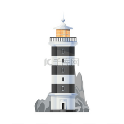 冲绳海岸图片_古老的海上灯塔标志航海灯塔矢量