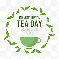 茶叶边框图片_绿色茶叶国际茶日边框茶杯