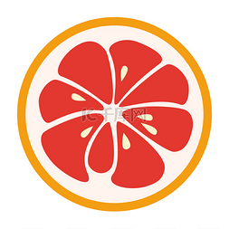 icon手绘图片_Red grapefruit stylish  icon. Juicy fruit log