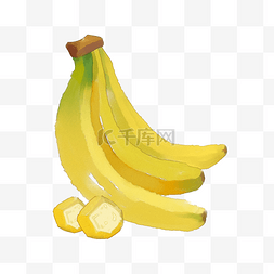 香蕉水彩图片_手绘水彩水果香蕉手账贴纸