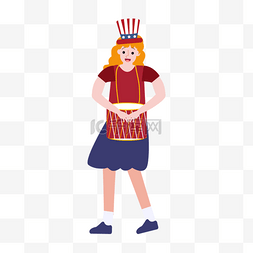 女孩美国帽红发图片人物创意