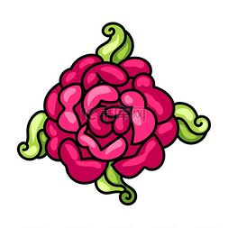 装饰玫瑰的插图粉红色的观赏花装
