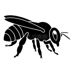 蜜蜂图标黑色矢量插图平面风格简