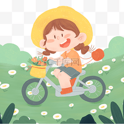 女生骑图片_二十四节气春分草地骑单的女孩春