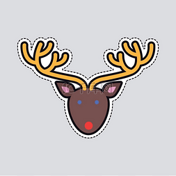 新年剪纸鹿图片_圣诞鹿头和角简单的卡通风格孤立