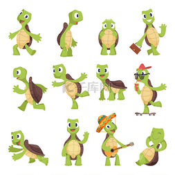 有趣动物图片_卡通龟快乐有趣的动物运行龟载体