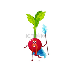 蓝色火焰燃烧图片_卡通萝卜蔬菜魔术师角色有趣的矢