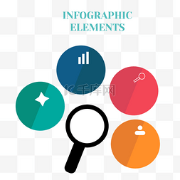 多彩数据信息图表图片_抽象多彩放大镜业务信息图表元素