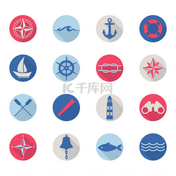 帆船图标帆船图片_一套航海海海洋帆船图标.