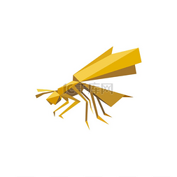 折纸手工图片_在折纸风格孤立的昆虫中飞行的蜜
