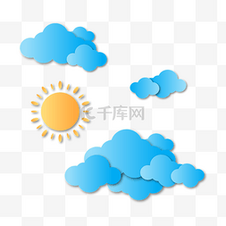 阳光风格图片_剪纸风格阳光云朵好天气