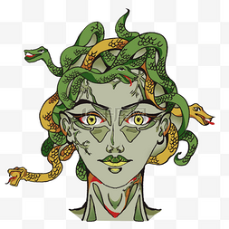希腊神话人物图片_绿色诡异的美杜莎