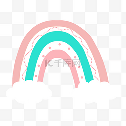 粉色花纹卡通水彩彩虹