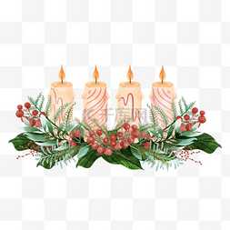 喜庆节日创意图片_圣诞水彩蜡烛节日祈福