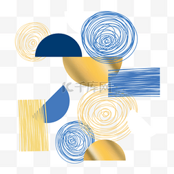 几何抽象豪华金色蓝色装饰形状