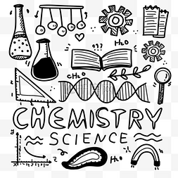 黑白涂鸦英文图片_教育科学化学相关黑白涂鸦