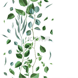 木钉子图片_有树枝和绿叶的无缝图案。