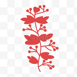 装饰色块线条图片_红色浪漫花卉植物线条装饰图形
