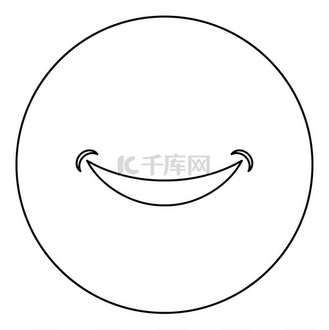 笑脸矢量简单图片素材_微笑 smlie 涂鸦图标在圆形轮廓黑色矢量插图