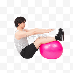 瑜伽球健身图片_瑜伽球锻炼的男性