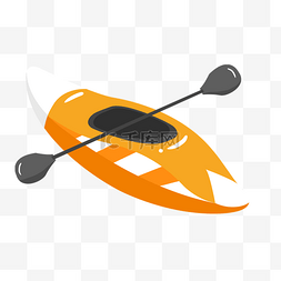 灰色桨橙色单人皮划艇剪贴画