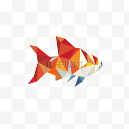 抽象橘红色低聚抽象鱼
