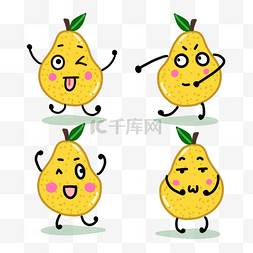 四个图片_可爱水果卡通梨子表情包