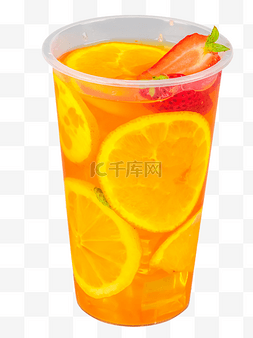 草莓橙子水果茶