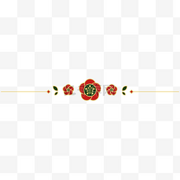 中式烫金元素图片_元旦新媒体中式花朵分割线