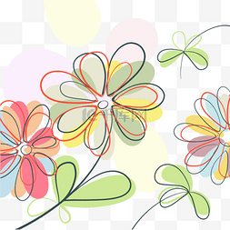 花线稿图片_花卉植物抽象彩色创意线稿