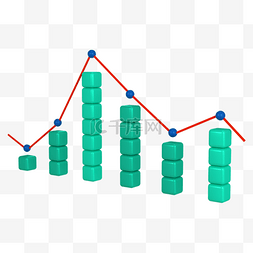 折线3图片_3d绿色折线图柱状图